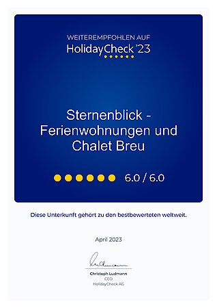 Recommended on HolidayCheck 2023